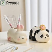 Tượng Gấu Trúc Nhựa ZONGGJZ, Hộp Đựng Bút Động Vật Độc Đáo Hoạt Hình, Thẩm Mỹ Cao Dung Tích Lớn Dễ Thương Để Bàn Thỏ Trang Trí Phòng Ngủ