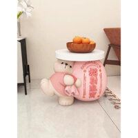 Tượng gấu vác hầu bao khắc chữ kiêm làm bàn trang trí nhà cửa dễ thương và sang trọng