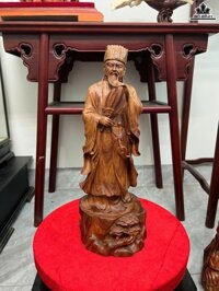 Tượng Gia Cát Lượng Gỗ Sưa Cao 48 Ngang 18 Sâu 16 (cm)