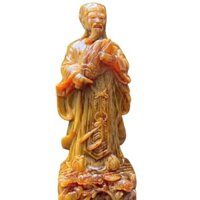 Tượng Gia Cát Lượng Khổng Minh Gỗ Huyết Long Siêu Mọng Dầu Thấu Quang Đẹp Tựa Như Ngọc Với Kích Thước Cao 20cm