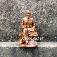 Tượng gỗ bác hồ chí minh ngồi cao 20cm chất liệu gỗ bách xanh nguyên khối