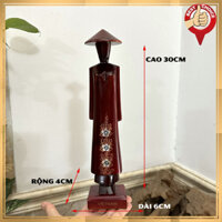 Tượng gỗ Cô Gái Áo Dài Việt Nam - Tượng gỗ Miss áo dài Việt Nam - Quà Tặng Lưu Niệm Việt Nam - Cao 30cm - Gỗ nâu đỏ