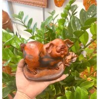 Tượng Gỗ Con Heo Ngang 22cm - Tượng Con Lợn Tài Lộc Gỗ Trắc