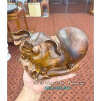 Tượng Gỗ Con Heo Ngang 24Cm - Tượng Con Lợn Tài Lộc Gỗ Cẩm