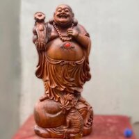 Tượng gỗ Di Lặc gỗ Cẩm Việt kích thước 32x29 cao 60cm Di Lặc Đứng Bao Tiền