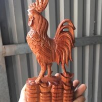 Tượng gỗ gà gỗ hương đá kt 20 10 5,5