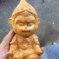 Tượng gỗ mỹ hầu vương tu thiền gỗ pơmu kt 15 9 9