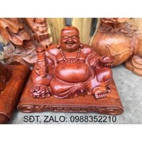 Tượng gỗ Phật Di Lặc bằng gỗ hương đế cong ngang 40cm