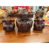 Tượng Gỗ Thần Tài Bằng Gỗ Trắc Đỏ Đen Có 2 Size 10 và 15 cm, trang trí bàn làm việc,taplo oto