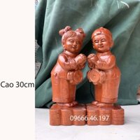 Tượng gỗ tiểu đồng tử cao 30cm chất liệu gỗ hương nguyên khối