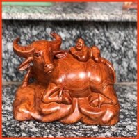 Tượng gỗ trâu em bé gỗ hương đá kt 30 15 15