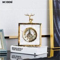 Tượng Goldie Decor Hiện Đại – Đồng Hồ Cơ Lộ Máy Mặt Xà Cừ – Trang Trí Bàn Làm Việc & Kệ Sách Phong Cách Nghệ Thuật