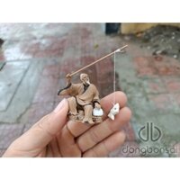 Tượng gốm câu cá siêu mini trang trí tiểu cảnh Bonsai