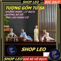 Tượng gốm KHỔNG MINH-LÝ BẠCH-ĐÁNH CỜ-ĐƯỜNG BÁ HỔ- tượng gốm tử sa- trang trí - Ấm tử sa