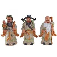 Tượng Gốm Phúc Lộc Thọ – Men Rạn Cổ – Cao 35 Cm – Bát Tràng