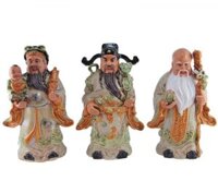 Tượng Gốm Phúc Lộc Thọ – Men Rạn Cổ – Cao 35cm – Bát Tràng