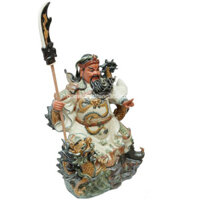 Tượng Gốm Sứ Quan Công Ngự Rồng Cao 45cm Rộng 32cm