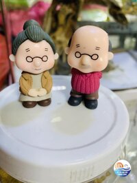 tượng gốm sứ trang trí – 2 ông bà già mini