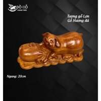 Tượng heo gỗ hương đá ngang 20,30cm
