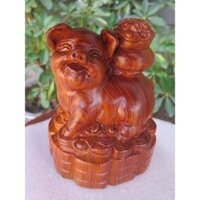 Tượng Heo Gỗ Hương phong thuỷ cao 20cm - tượng gỗ nguyên khối