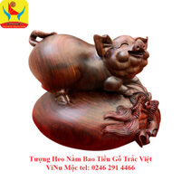 Tượng Heo Nằm Bao Tiền C19xR21xS18 Gỗ Trắc Việt  ViNu Mộc