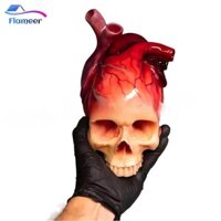 Tượng hình trái tim đầu lâu Flameer Halloween cho kệ máy tính để bàn văn phòng