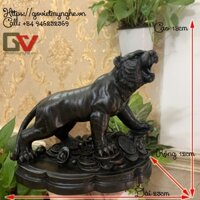 [Tượng Hổ] Tượng đá con Hổ trang trí phong thủy tài lộc cho gia chủ - Màu nâu đen - Chiều Cao 18cm