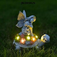 Tượng JKDESIGN có sức hút, trang trí bãi cỏ Tượng đèn LED sân vườn, Cổ tích sáng tạo Ngồi trên rùa Đèn tượng ngoài trời cho sân hiên ban công