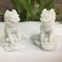 Tượng kỳ lân phong thủy  1 cặp 2 ông màu trắng cao 11 cm mang tài lộc