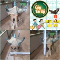 Tượng lầu 6 góc mini gốm sứ Bát Tràng - 15x15x18 cm làm mô hình trang trí tiểu cảnh, trang trí bể cá