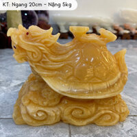 Tượng Long Quy Đầu Rồng Cõng Gậy Như Ý Đá Ngọc Hoàng Long Nguyên Khối Phong Thuỷ