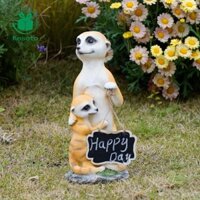 Tượng Meerkat với bảng ghi nhớ Tác phẩm điêu khắc Mongoose cho sân vườn sân hiên