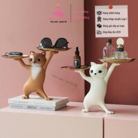 Tượng Mèo lắc hông bê 2 khay Sáng Tạo vui vẻ Lily's decor house Khay Đựng Chìa Khóa decor nhà cửa nội thất quà sinh nhật
