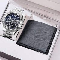 [Tường MIỄN PHÍ] Bộ đồng hồ nam 2 mặt đồng hồ nam hợp kim thể thao nhân quả ba mặt NOBOX