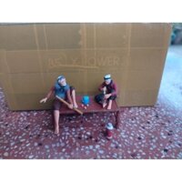 tượng mini, bộ ông bà ngồi chõng cao 3cm,