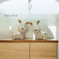 Tượng Mini Gốm Sứ Bát Tràng Đôi Cún Cute