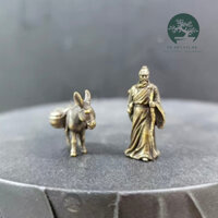Tượng mini Hoa Đà và Con Lừa bằng đồng trang trí tiểu cảnh, gỗ lũa, bonsai mini