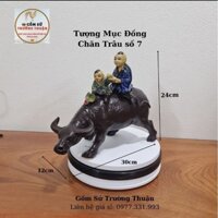 Tượng mục đồng chăn trâu thổi sáo D28cm gốm Bát Tràng