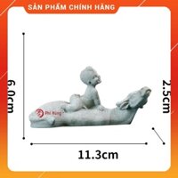 Tượng mục đồng cưỡi trâu đá sa thạch - Phụ Kiện Trang Trí Bể Cá, Thuỷ Sinh, Non Bộ, Sân Vườn