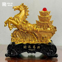 Tượng Ngựa Phong Thủy Kéo Thỏi Vàng