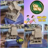 Tượng nhà sàn Bắc Bộ mini gốm sứ Bát Tràng CDKNS02-15x15x18 cm làm mô hình trang trí tiểu cảnh, trang trí bể cá
