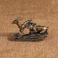 Tượng Nhỏ Bằng Đồng Kiểu Dáng Con Hổ Săn Mồi Vật Phẩm Trang Trí Trưng Bày Bonsai Bàn Làm Việc