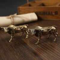 Tượng Nhỏ Bằng Đồng Kiểu Dáng Con Bò Đực Trang Trí Bonsai bàn Trà Chặn Giấy Vật Phẩm Trưng Bày