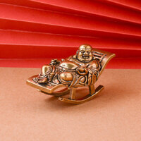 Tượng Nhỏ Bằng Đồng Kiểu Dáng Phật Di Lạc Nằm Ghế Xích Đu Vui Vẻ Vật Phẩm Phong Thủy Thờ Cúng