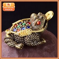 Tượng Nhỏ Bằng Đồng Kiểu Dáng Cóc Thiềm Thừ Ngậm Tiền (Kích Thước: 8.2cm)