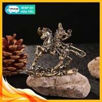 Tượng Nhỏ Phong Thủy Đồng Thau Hình Quan Công Cưỡi Ngựa Cầm Đao (Kích Thước: 6.0cm x 5.1cm)