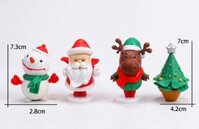 Tượng nhựa đặc 4 chi tiết -ông già noel +tuần lộc+ cây thông+ người tuyết.