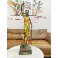 Tượng nữ thần công lý bằng đồng dát vàng cao 73cm, đế 19cm, nặng 11,5kg