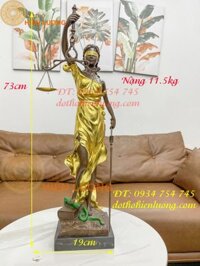 Tượng Nữ Thần Công Lý Decor Bằng Đồng Cao 73cm