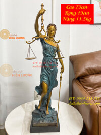 Tượng Nữ Thần Công Lý Màu Xanh Bằng Đồng Decor Cao 73cm